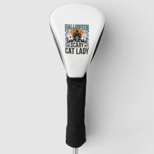 Halloween Cat Lady Scary Haunted House Vintage_1 Golf Head Cover