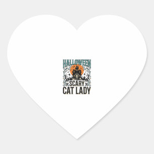 Halloween Cat Lady Scary Haunted House Vintage_1 Heart Sticker