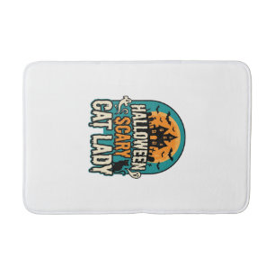 Halloween Cat Lady Scary Vintage Haunted House_1 Bath Mat