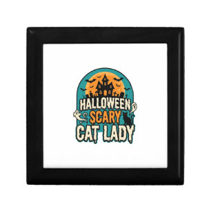 Halloween Cat Lady Scary Vintage Haunted House_1 Gift Box