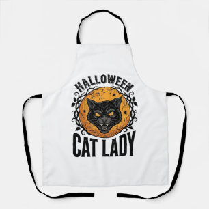 Halloween Cat Lady Vintage Black Cat Shirt Design Apron