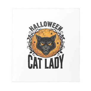 Halloween Cat Lady Vintage Black Cat Shirt Design Notepad