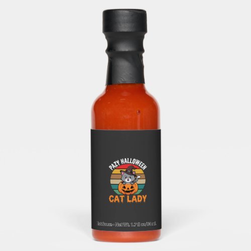 Halloween Cat Lady Witch Pumpkin Retro Design Hot Sauces