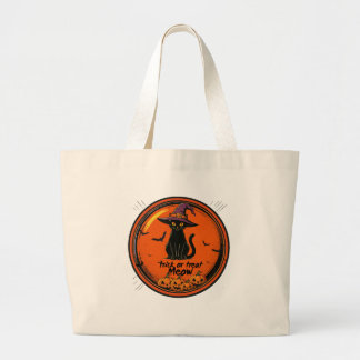 Halloween cat large tote bag