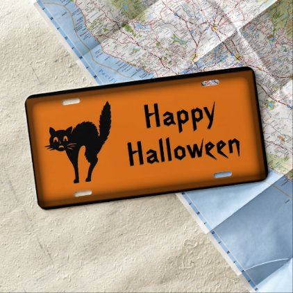 Halloween Cat License Plate