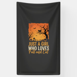 Halloween Cat Lover Fall Sunset Graphic Banner