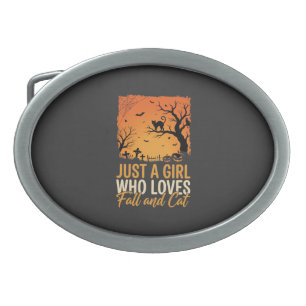 Halloween Cat Lover Fall Sunset Graphic Belt Buckle