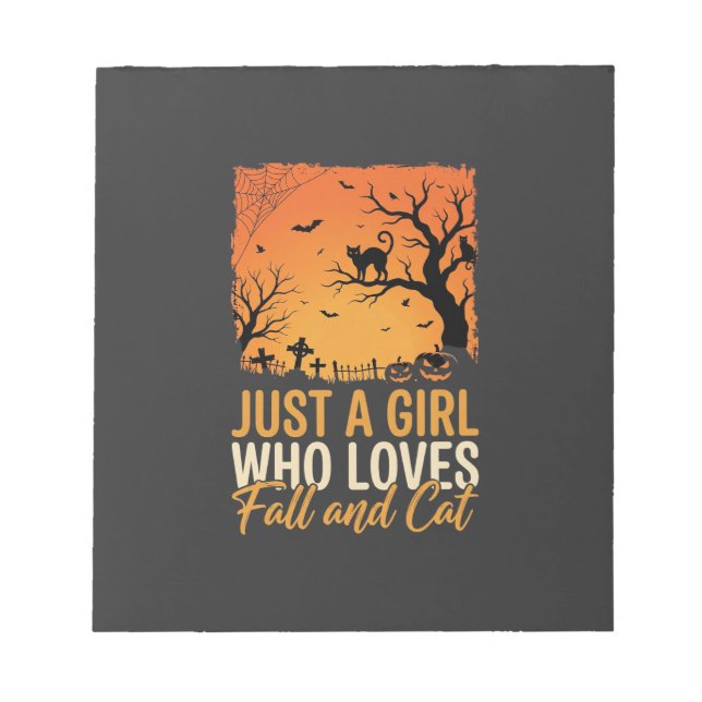 Halloween Cat Lover Fall Sunset Graphic Notepad (Front)