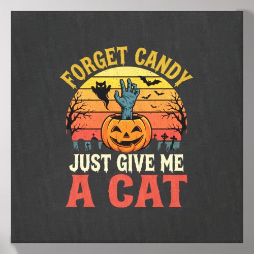 Halloween Cat Lover Forget Candy Vintage Graphic Canvas Photo Tile