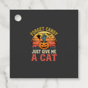 Halloween Cat Lover Forget Candy Vintage Graphic Favor Tags