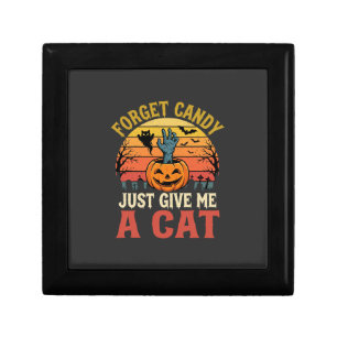 Halloween Cat Lover Forget Candy Vintage Graphic Gift Box