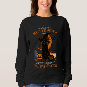 Halloween Cat Lovers Black Cats & Pumpkins Witch Sweatshirt
