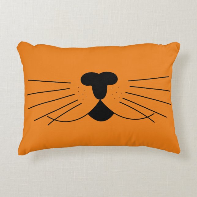 Halloween Cat Lover's Fun Orange Accent Pillow (Front)