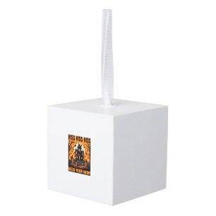 Halloween Cat Meow Spooky Vintage Witch House Cube Ornament