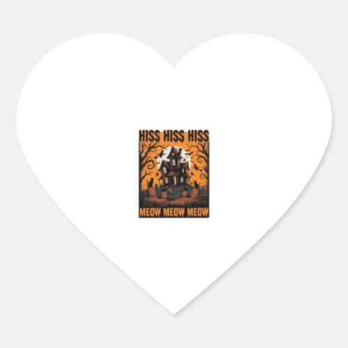 Halloween Cat Meow Spooky Vintage Witch House Heart Sticker