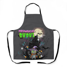 Halloween Cat "Meowgical Ghoul" Witch Kitten Moon