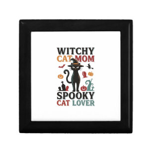 Halloween Cat Mom Vintage Witchy Cat Lover Design_ Gift Box