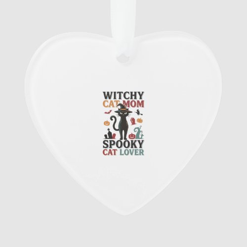 Halloween Cat Mom Vintage Witchy Cat Lover Design_ Ornament