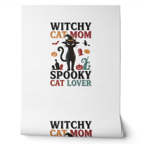 Halloween Cat Mom Vintage Witchy Cat Lover Design_ Wallpaper
