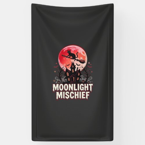 Halloween Cat Moonlight Mischief Banner