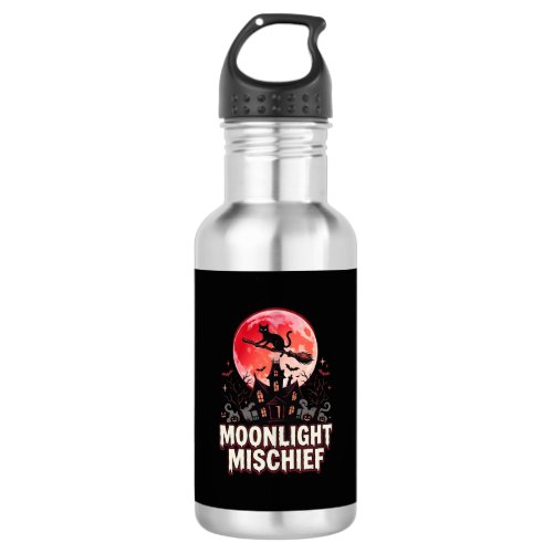 Halloween Cat Moonlight Mischief Stainless Steel Water Bottle
