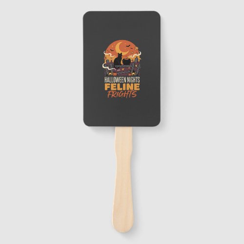 Halloween Cat Moonlit Magic Hand Fan
