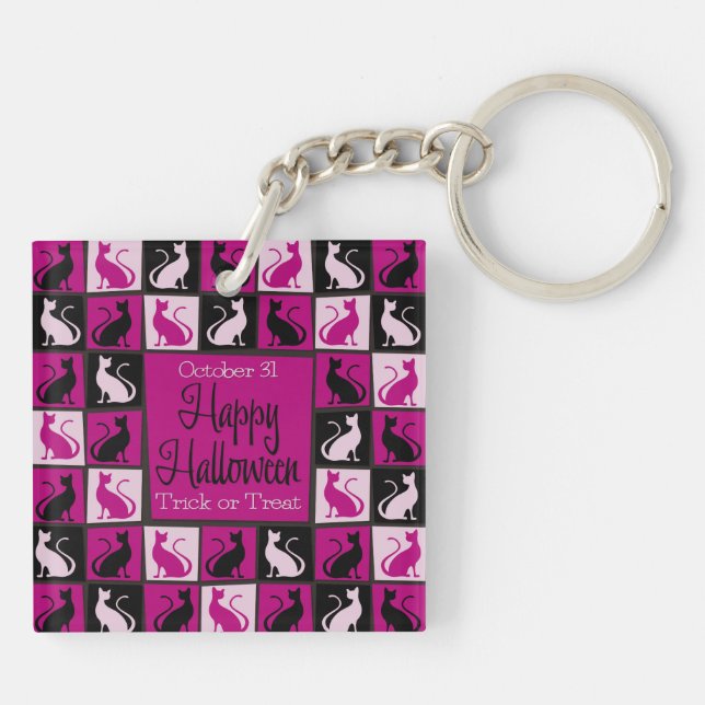Halloween cat mosaic keychain (Back)