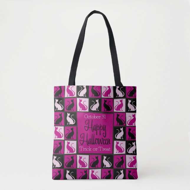 Halloween cat mosaic tote bag (Front)