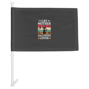 Halloween Cat Mother Lover Retro Witch Design Car Flag