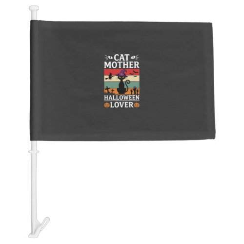 Halloween Cat Mother Lover Retro Witch Design Car Flag