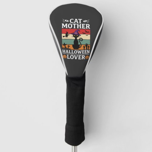 Halloween Cat Mother Lover Retro Witch Design Golf Head Cover