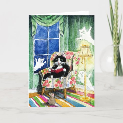 Halloween Cat Mouse Cute Spooky card