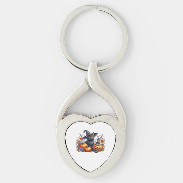 Halloween Cat Mouse Pumpkins T-Shirt Essential T-S Keychain (Front)