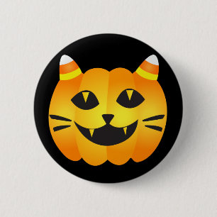 Halloween Cat-o'-Lantern Button
