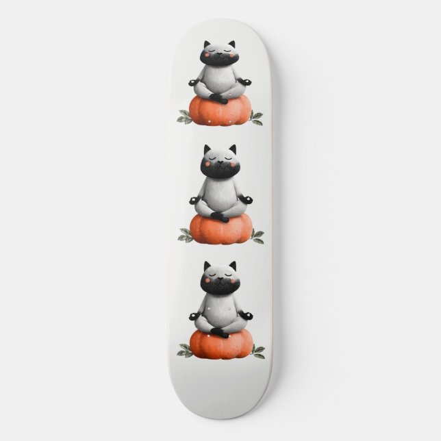Halloween Cat on Pumpkin Design Skateboard (Front)