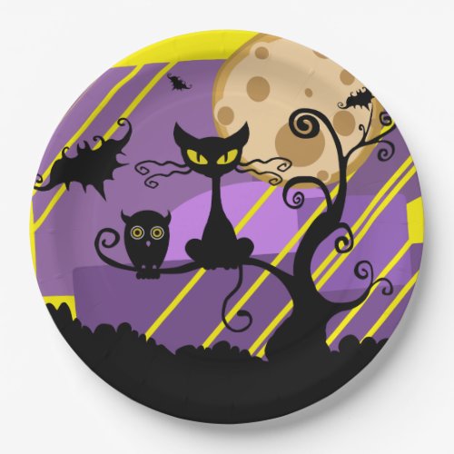 Halloween Cat  Owl Paper Plate