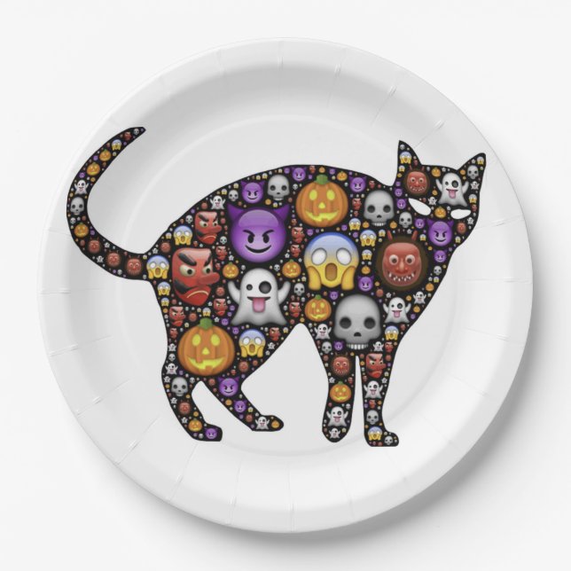 HALLOWEEN CAT PAPER PLATES (Front)