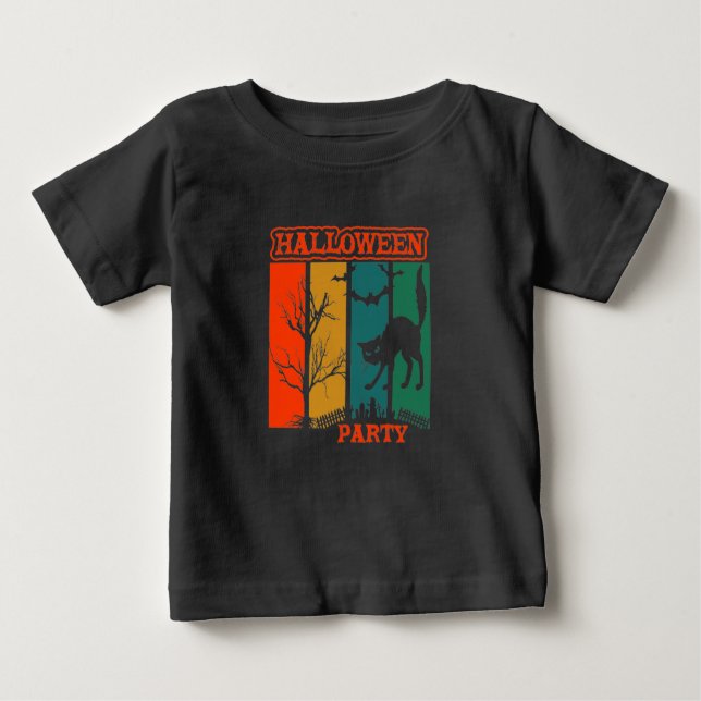 Halloween Cat Party Baby  T-Shirt  (Front)