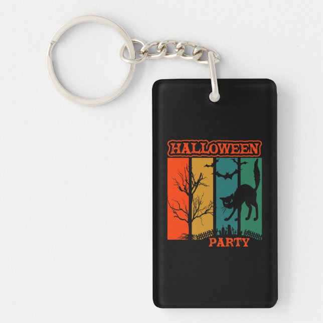 Halloween Cat Party Keychain (Front)