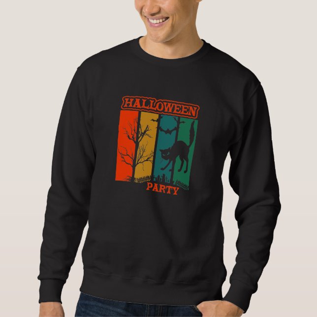 Halloween Cat Party T-Shirt Sweatshirt (Front)