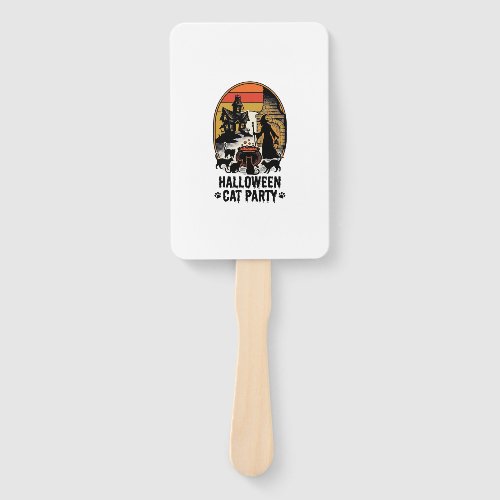 Halloween Cat Party Vintage Witch Cats Design_1 Hand Fan