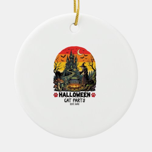 Halloween Cat Party Witch Cauldron Black Cats Haun Ceramic Ornament