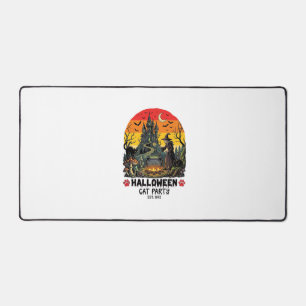 Halloween Cat Party Witch Cauldron Black Cats Haun Desk Mat