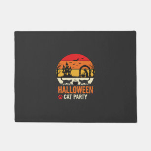 Halloween Cat Party Witch Cauldron Silhouette Desi Doormat