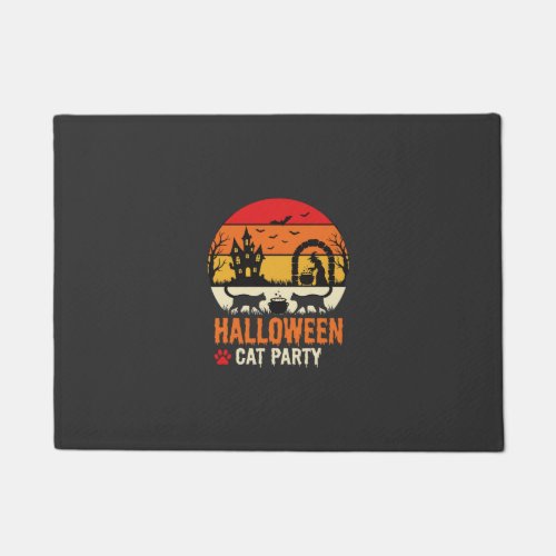 Halloween Cat Party Witch Cauldron Silhouette Desi Doormat