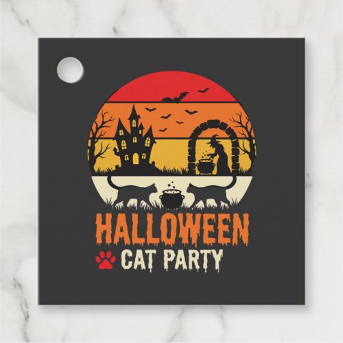 Halloween Cat Party Witch Cauldron Silhouette Desi Favor Tags