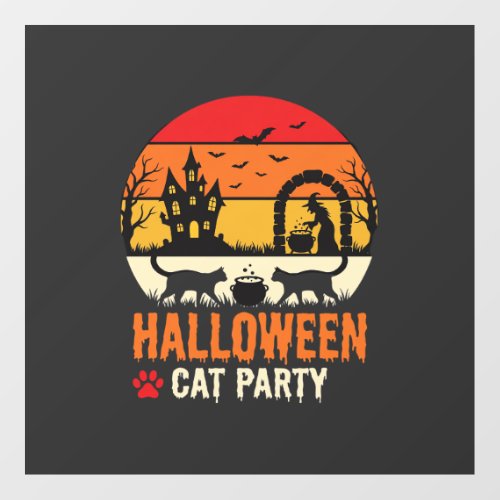 Halloween Cat Party Witch Cauldron Silhouette Desi Floor Decals