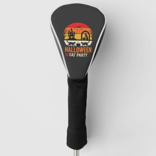 Halloween Cat Party Witch Cauldron Silhouette Desi Golf Head Cover