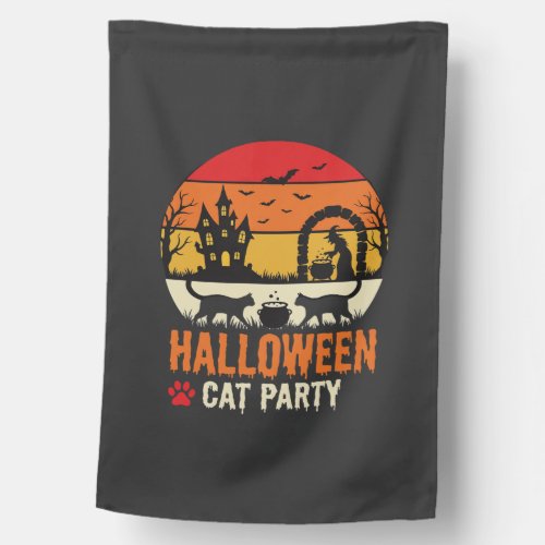 Halloween Cat Party Witch Cauldron Silhouette Desi House Flag