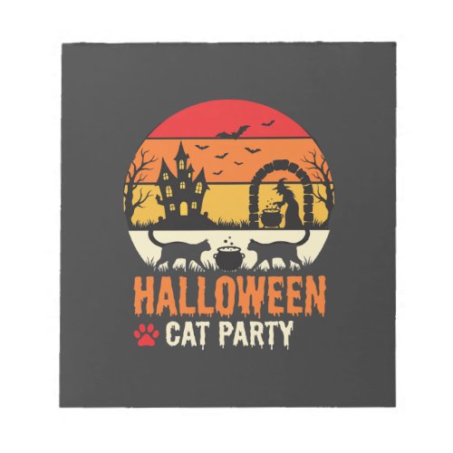 Halloween Cat Party Witch Cauldron Silhouette Desi Notepad